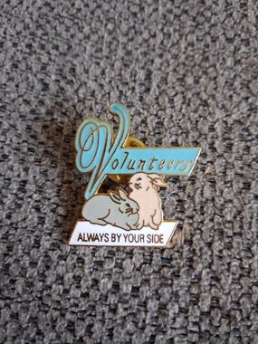 Vintage Volunteers Bunny Enamel Pin – Light Blue and Cream